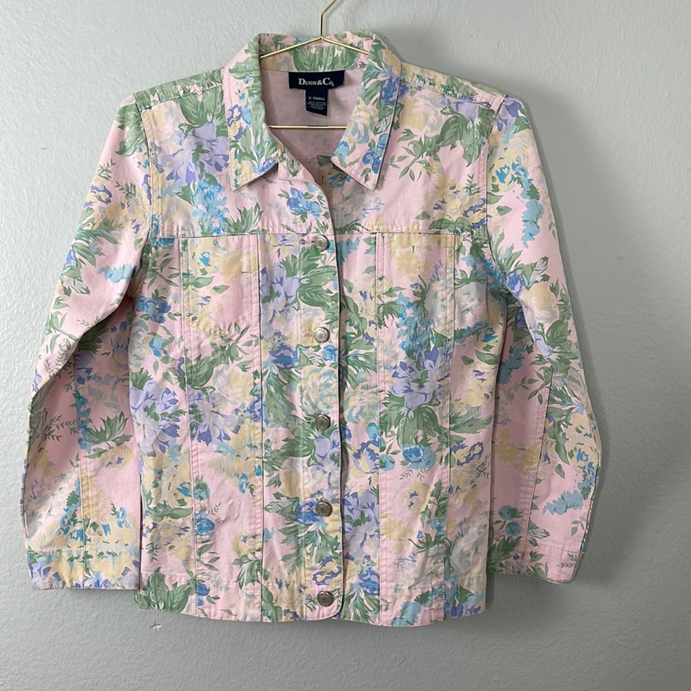 Denim&Co. Pastel Floral Denim Jacket